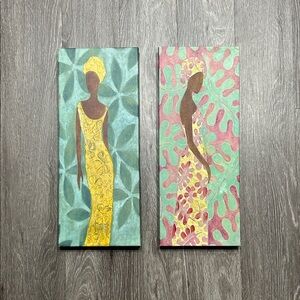 Elegant African Women Wall Art - Yellow and Green
